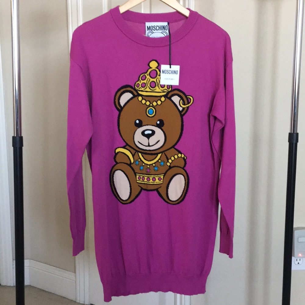 Moschino Intarsia Princess Bear Sweater Dress